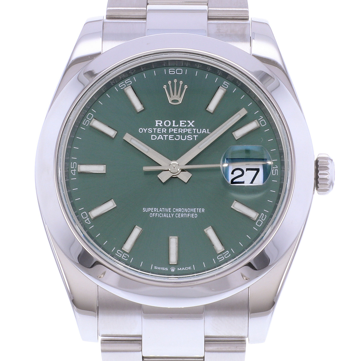 Montre d'occasion ROLEX DateJust 41 Mint homme mouvement automatique certifié (cosc) bracelet acier - vue D1