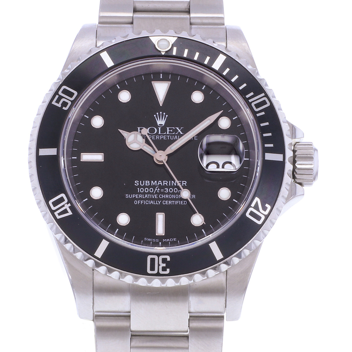 Montre d'occasion ROLEX Submariner Date homme mouvement automatique certifié (cosc) bracelet acier - vue D1