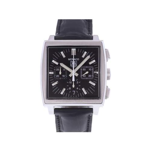 Montre d'occasion TAG HEUER Monaco Chronographe homme automatique bracelet cuir cresus
