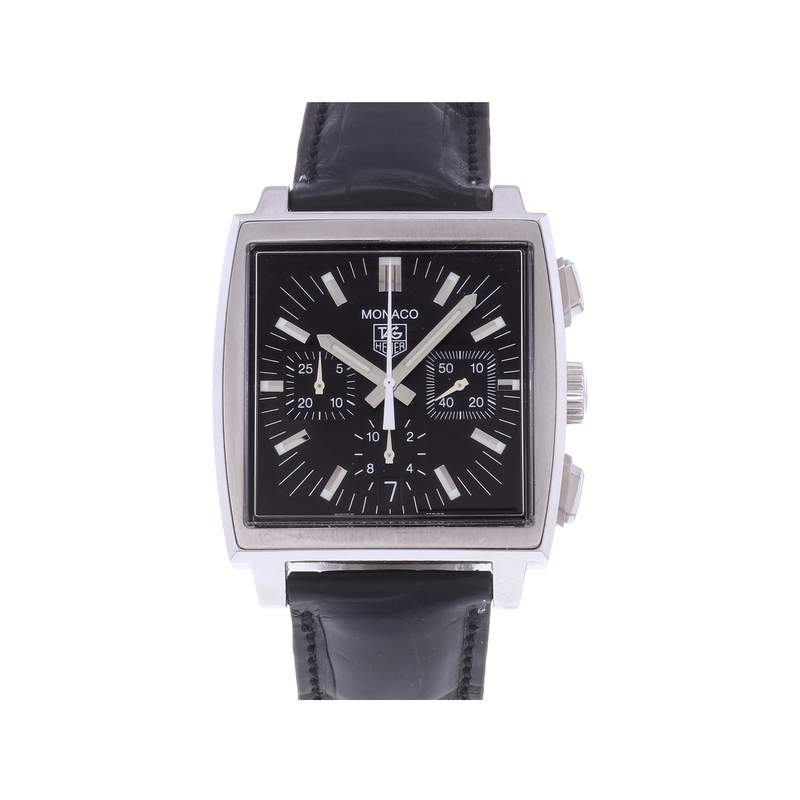 Montre d'occasion TAG HEUER Monaco Chronographe homme automatique bracelet cuir cresus - vue 1