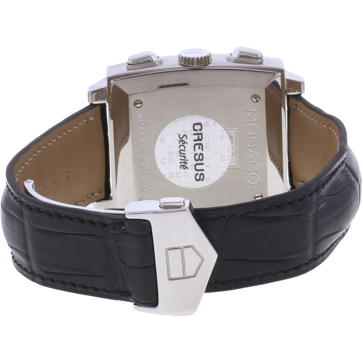 Montre d'occasion TAG HEUER Monaco Chronographe homme automatique bracelet cuir cresus - vue 3