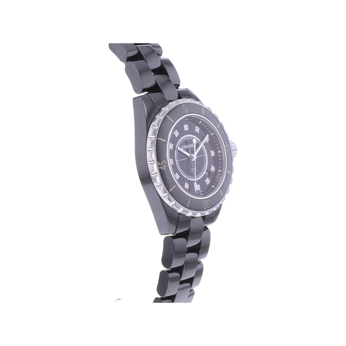 Montre d'occasion CHANEL J12 33 mm Index diamants femme quartz bracelet céramique - vue 2