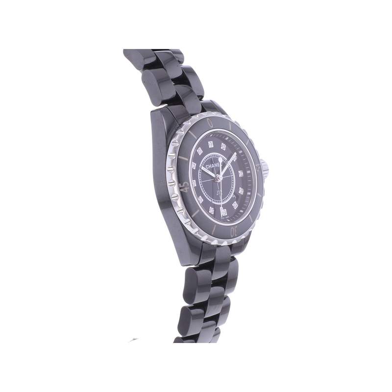 Montre d'occasion CHANEL J12 33 mm Index diamants femme quartz bracelet céramique - vue 2