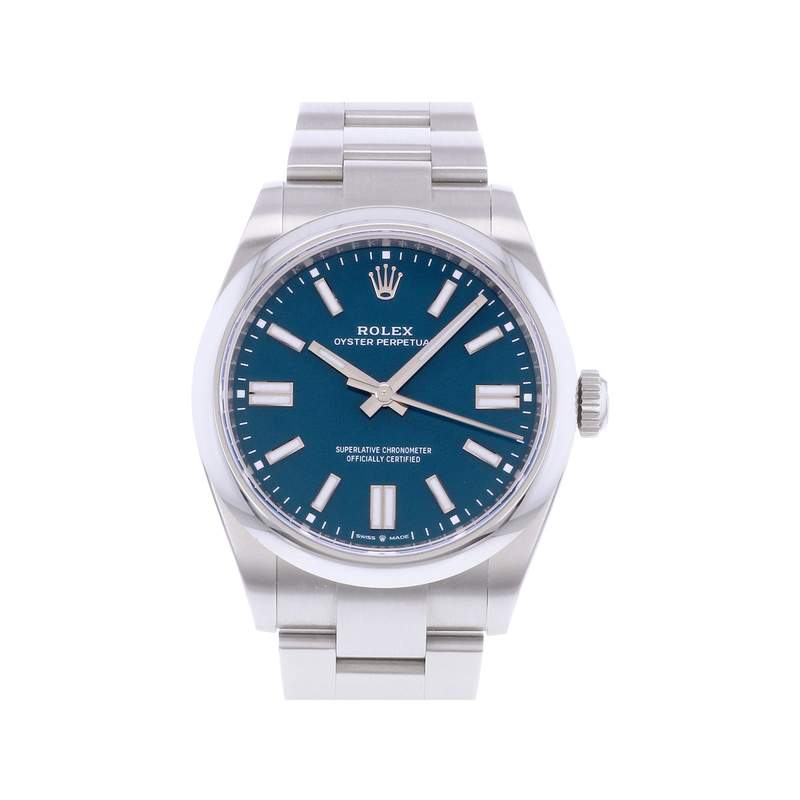 Montre d'occasion ROLEX Oyster Perpetual 'Med blue' homme mouvement automatique certifié (cosc) bracelet acier - vue 1