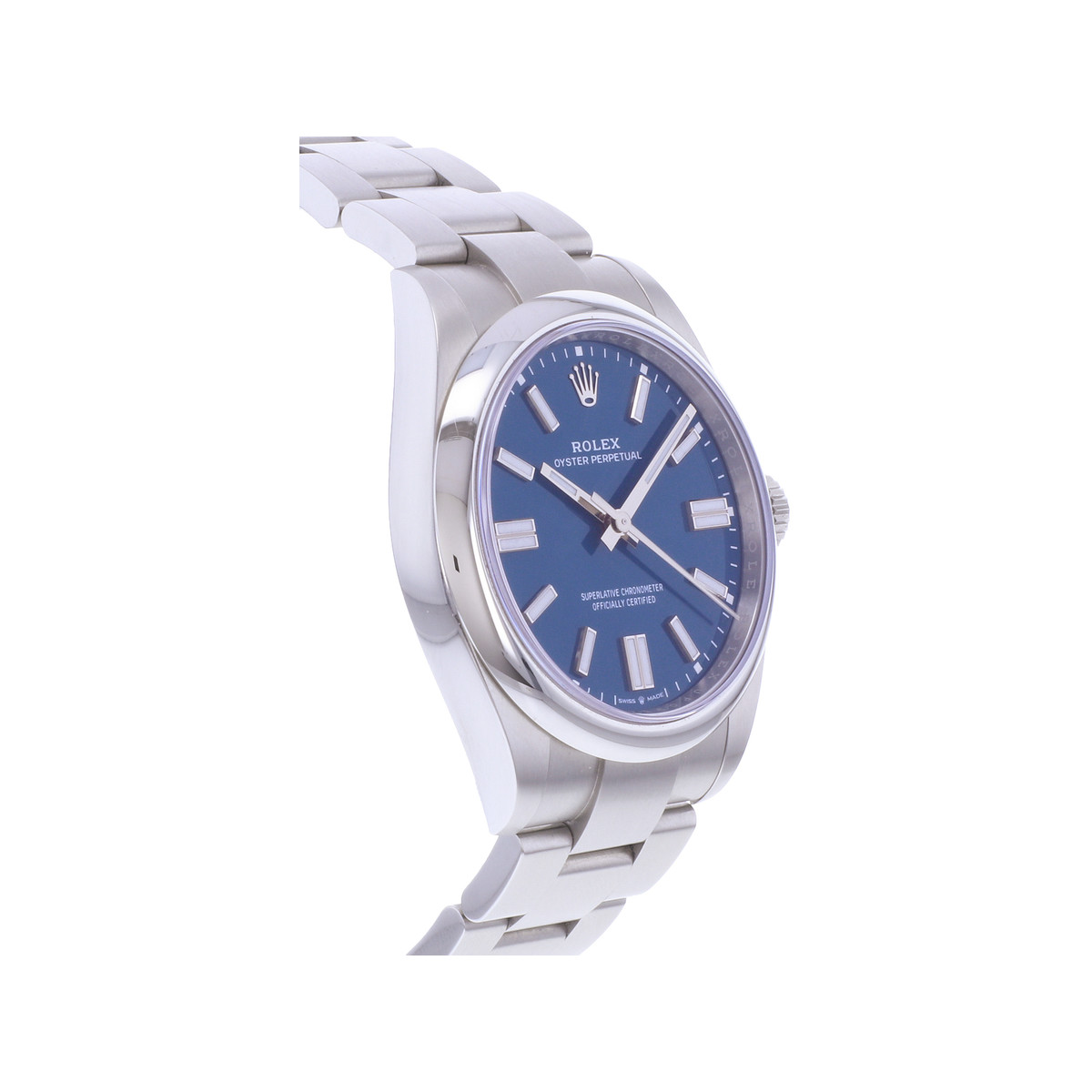 Montre d'occasion ROLEX Oyster Perpetual 'Med blue' homme mouvement automatique certifié (cosc) bracelet acier - vue 2