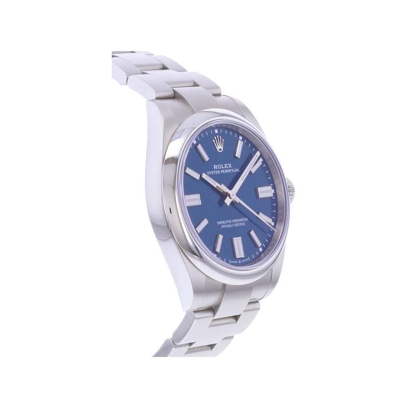 Montre d'occasion ROLEX Oyster Perpetual 'Med blue' homme mouvement automatique certifié (cosc) bracelet acier - vue 2