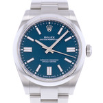 Montre d'occasion ROLEX Oyster Perpetual 'Med blue' homme mouvement automatique certifié (cosc) bracelet acier - vue D1