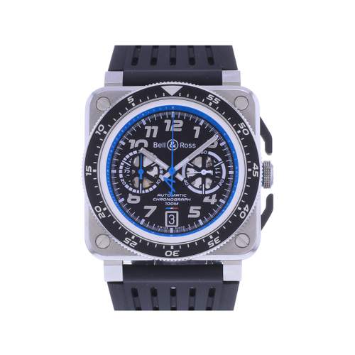 Montre d'occasion BELL & ROSS BR03-94 Chronographe ALPINE homme automatique bracelet caoutchouc