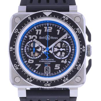 Montre d'occasion BELL & ROSS BR03-94 Chronographe ALPINE homme automatique bracelet caoutchouc