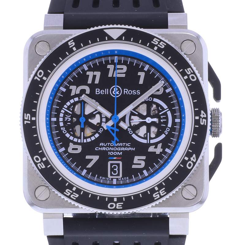 Montre d'occasion BELL & ROSS BR03-94 Chronographe ALPINE homme automatique bracelet caoutchouc - vue D1