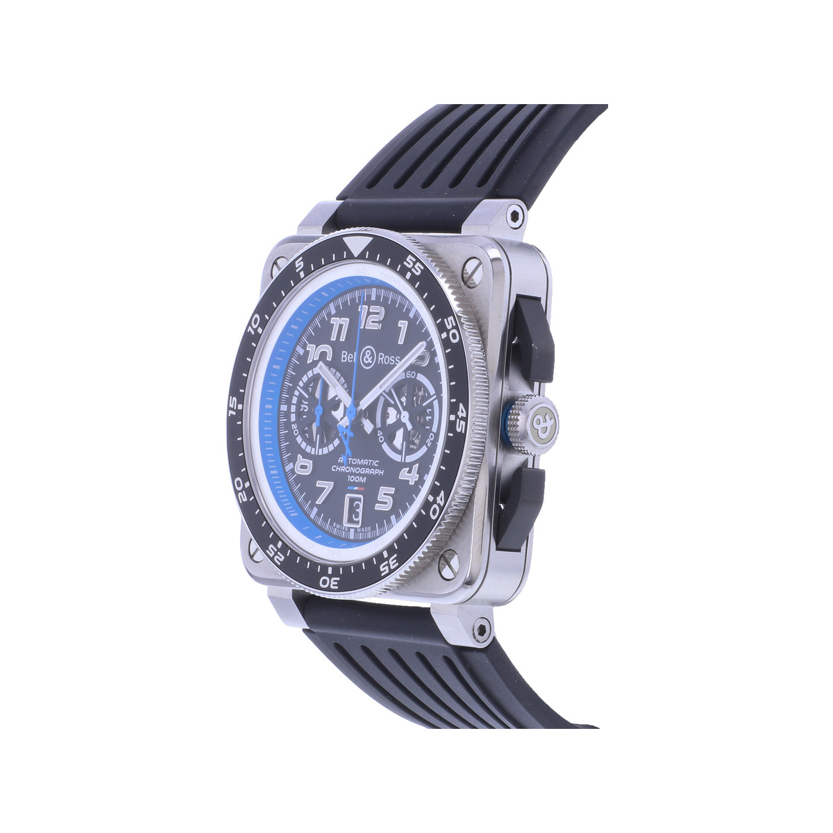 Montre d'occasion BELL & ROSS BR03-94 Chronographe ALPINE homme automatique bracelet caoutchouc - vue D2