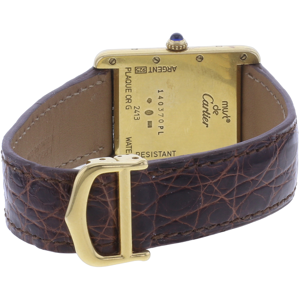 Montre d'occasion CARTIER Tank Must Vermeil XL homme quartz bracelet cuir cresus - vue 3