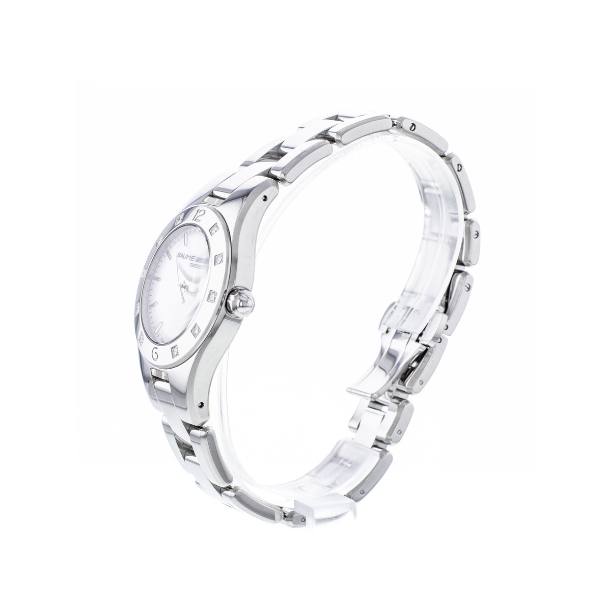 Montre d'occasion BAUME ET MERCIER Linea Diamants femme quartz bracelet acier - vue D2
