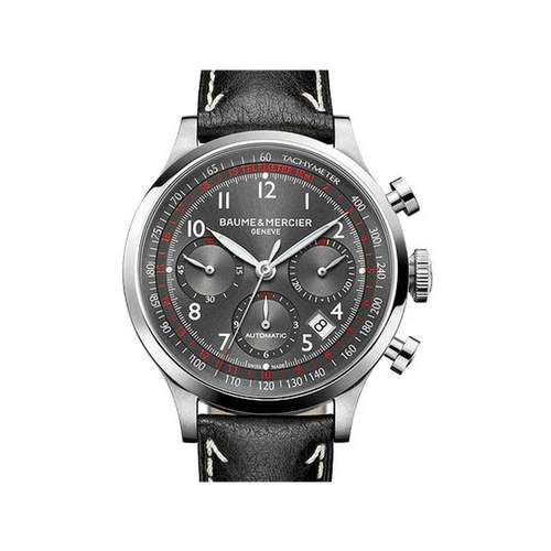 Montre d'occasion BAUME ET MERCIER Capeland Chronographe homme automatique bracelet cuir d'origine