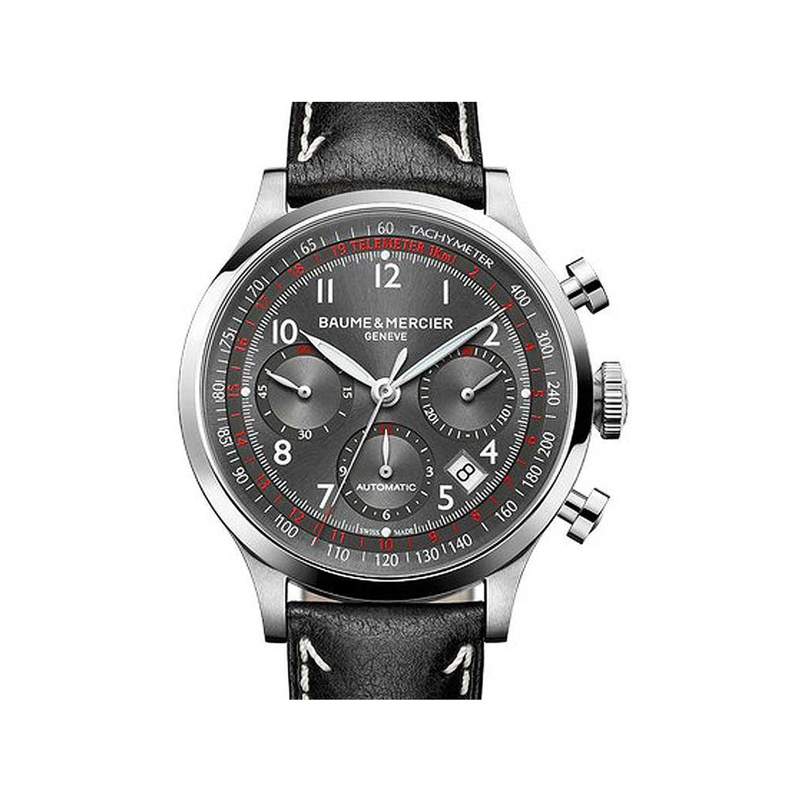Montre d'occasion BAUME ET MERCIER Capeland Chronographe homme automatique bracelet cuir d'origine - vue 1
