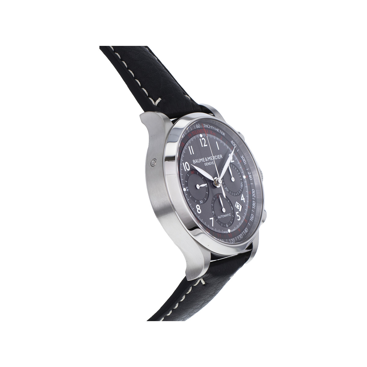 Montre d'occasion BAUME ET MERCIER Capeland Chronographe homme automatique bracelet cuir d'origine - vue 2