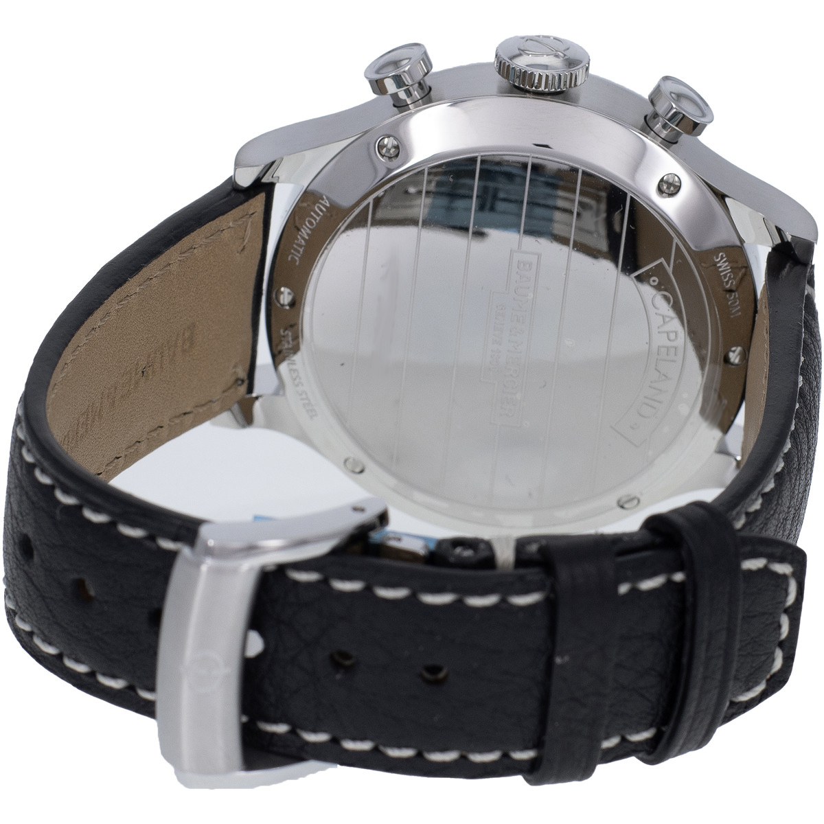 Montre d'occasion BAUME ET MERCIER Capeland Chronographe homme automatique bracelet cuir d'origine - vue 3
