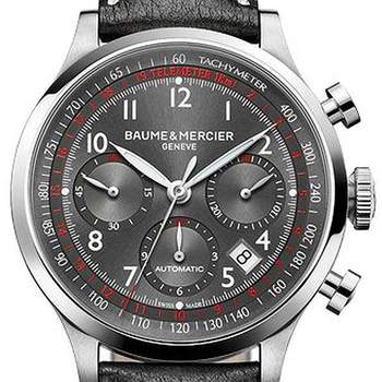 Montre d'occasion BAUME ET MERCIER Capeland Chronographe homme automatique bracelet cuir d'origine