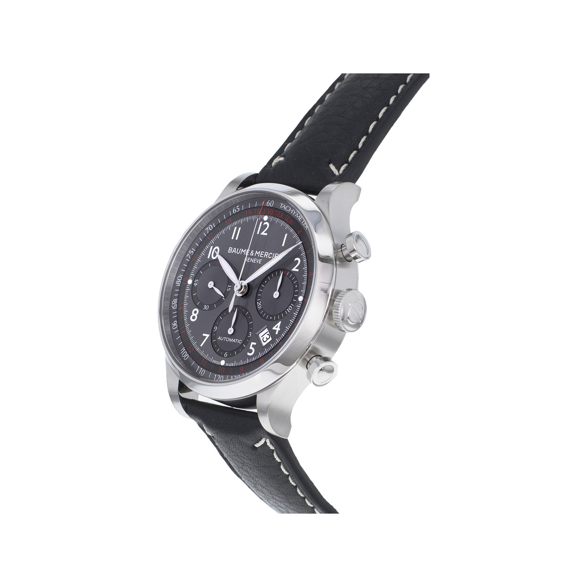 Montre d'occasion BAUME ET MERCIER Capeland Chronographe homme automatique bracelet cuir d'origine - vue D2