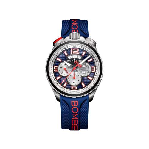 Montre d'occasion BOMBERG Bolt-68 Heritage Blue and Red homme quartz bracelet caoutchouc