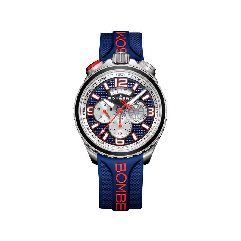 Montre d'occasion BOMBERG Bolt-68 Heritage Blue and Red homme quartz bracelet caoutchouc - vue 1
