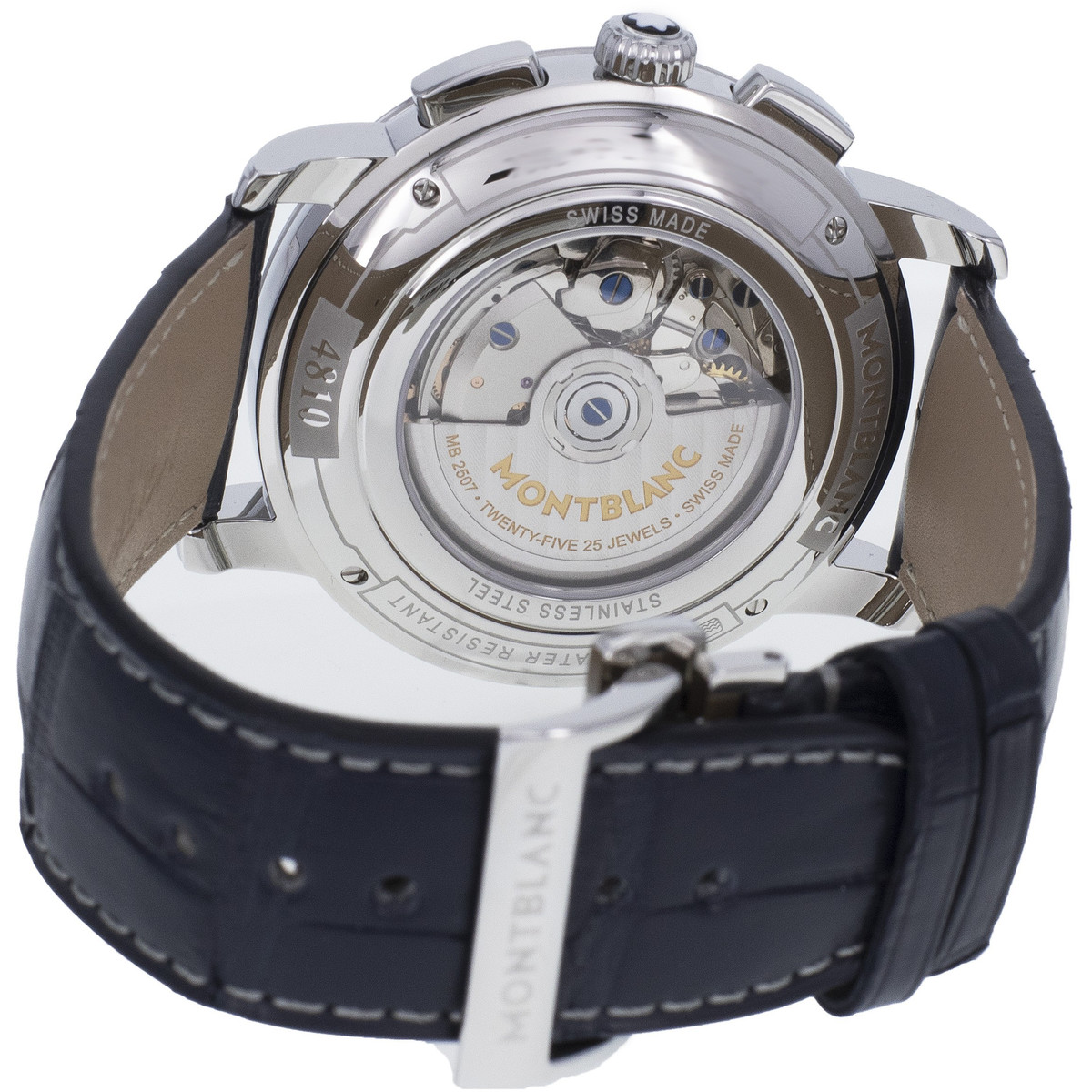 Montre d'occasion MONT BLANC 4810 Chronograph Automatic homme automatique bracelet cuir d'origine - vue 3