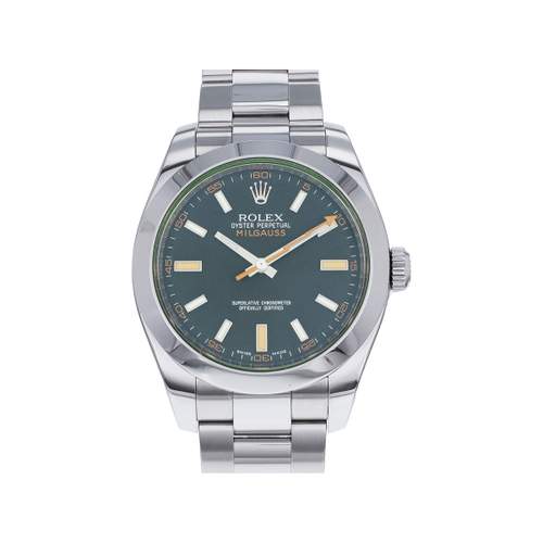 Pre-owned ROLEX Milgauss GV men's watch with certified automatic movement (COSC) and steel bracelet
