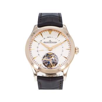 Montre d'occasion JAEGER LECOULTRE Master Date Tourbillon homme automatique bracelet cuir d'origine