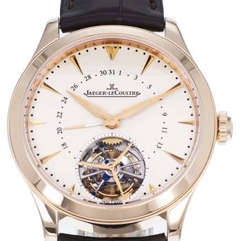Montre d'occasion JAEGER LECOULTRE Master Date Tourbillon homme automatique bracelet cuir d'origine