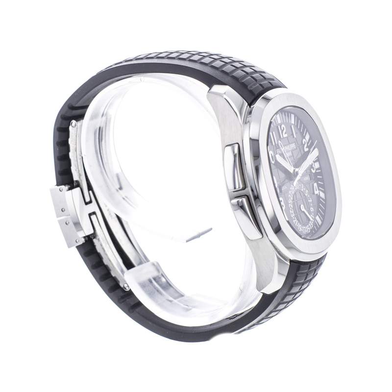 Montre d'occasion PATEK PHILIPPE Aquanaut Travel Time homme mouvement automatique certifié (cosc) bracelet caoutchouc - vue 2