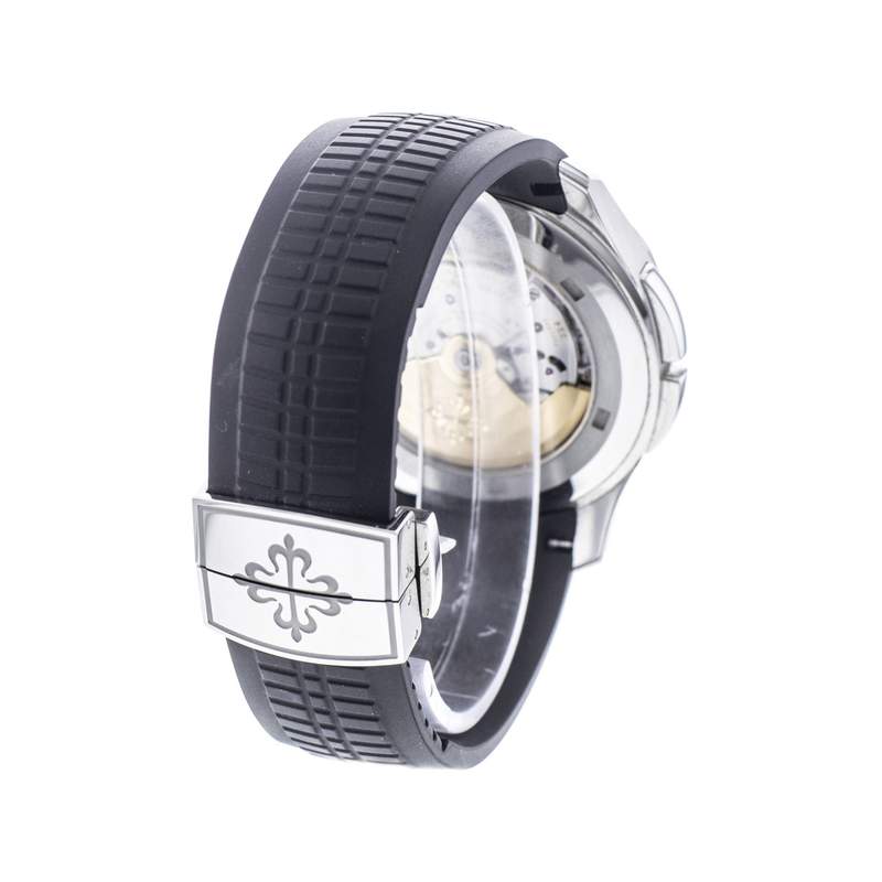 Montre d'occasion PATEK PHILIPPE Aquanaut Travel Time homme mouvement automatique certifié (cosc) bracelet caoutchouc - vue D4