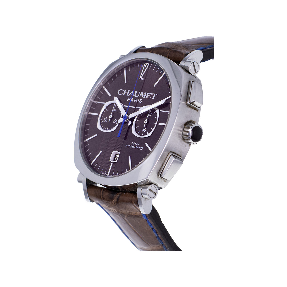 Montre d'occasion CHAUMET Dandy Chronographe homme automatique bracelet cuir d'origine - vue D2