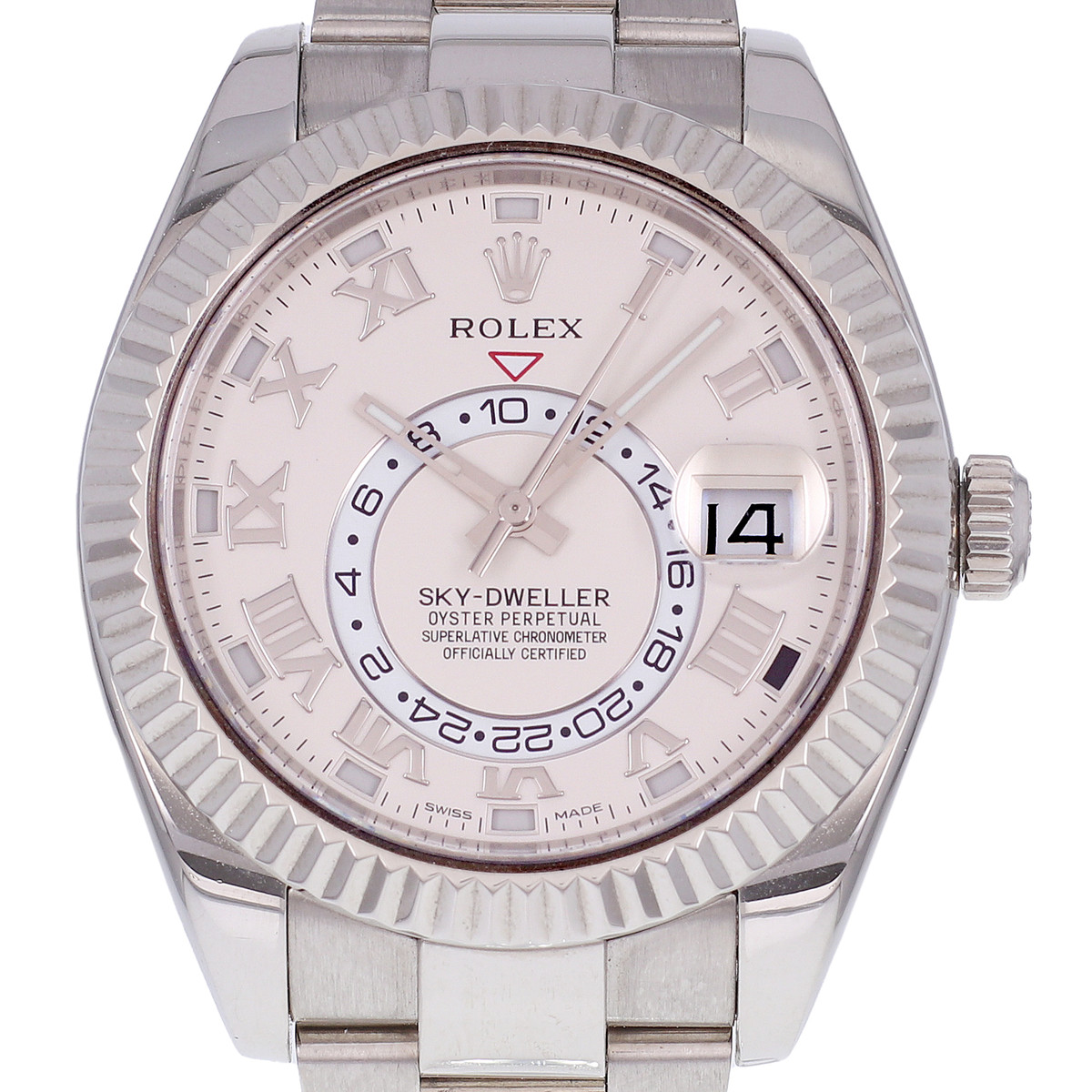 Montre d'occasion ROLEX Sky-Dweller homme mouvement automatique certifié (cosc) bracelet or blanc 750/000 - vue D1