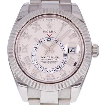 Montre d'occasion ROLEX Sky-Dweller homme mouvement automatique certifié (cosc) bracelet or blanc 750/000