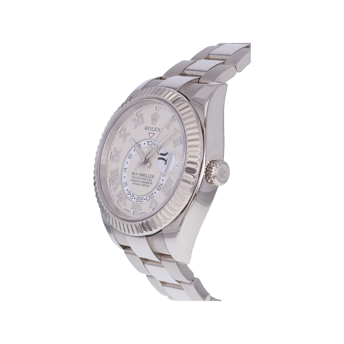Montre d'occasion ROLEX Sky-Dweller homme mouvement automatique certifié (cosc) bracelet or blanc 750/000 - vue D2