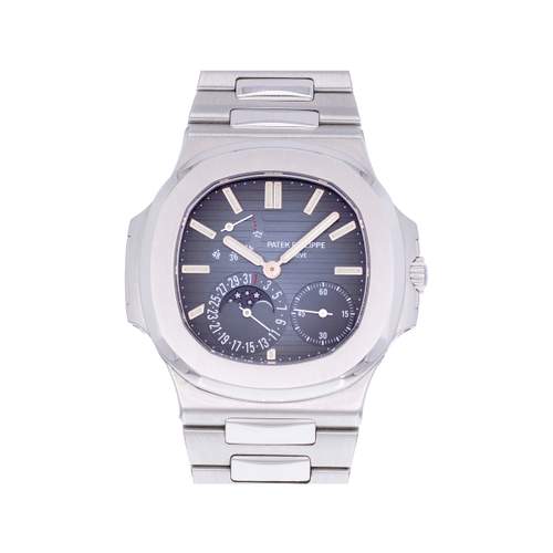 Montre d'occasion PATEK PHILIPPE Nautilus Phases de Lune homme mouvement automatique certifié (cosc) bracelet acier