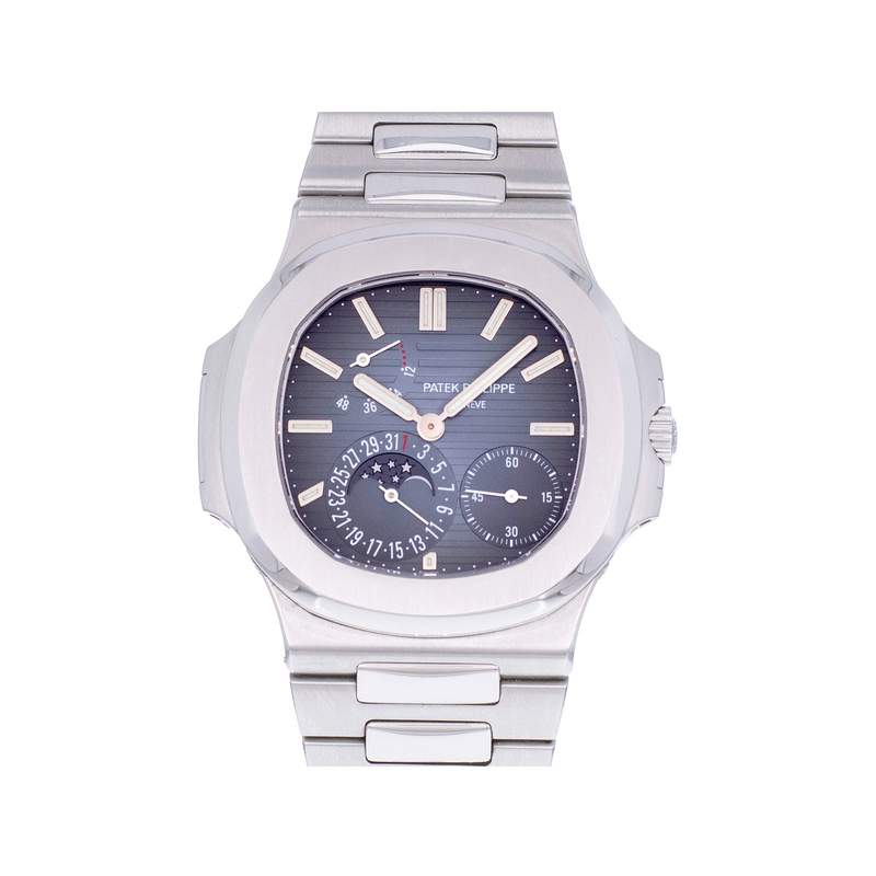 Montre d'occasion PATEK PHILIPPE Nautilus Phases de Lune homme mouvement automatique certifié (cosc) bracelet acier - vue 1