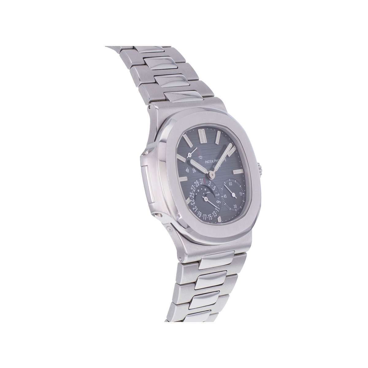 Montre d'occasion PATEK PHILIPPE Nautilus Phases de Lune homme mouvement automatique certifié (cosc) bracelet acier - vue 2