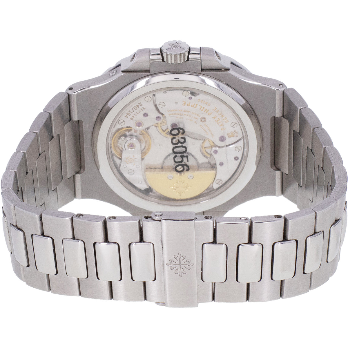 Montre d'occasion PATEK PHILIPPE Nautilus Phases de Lune homme mouvement automatique certifié (cosc) bracelet acier - vue 3