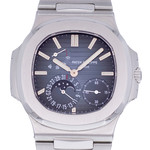 Montre d'occasion PATEK PHILIPPE Nautilus Phases de Lune homme mouvement automatique certifié (cosc) bracelet acier - vue D1