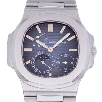 Montre d'occasion PATEK PHILIPPE Nautilus Phases de Lune homme mouvement automatique certifié (cosc) bracelet acier