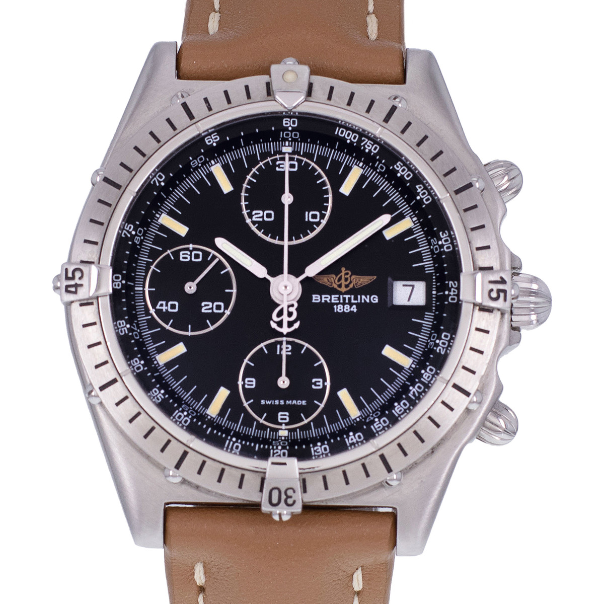 Montre d'occasion BREITLING Chronomat homme automatique bracelet cuir cresus - vue D1