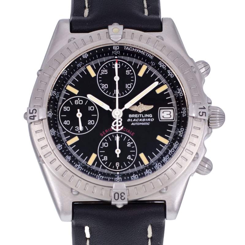 Montre d'occasion BREITLING Chronomat Blackbird homme automatique bracelet cuir cresus - vue D1