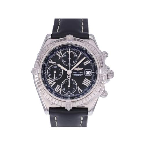 Pre-owned BREITLING Crosswind Chronograph Men's Automatic Watch with Cresus Leather Strap