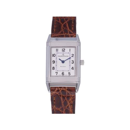 Tweedehands JAEGER LECOULTRE Reverso Lady dameshorloge met quartz uurwerk en een leren armband in de kleur cresus