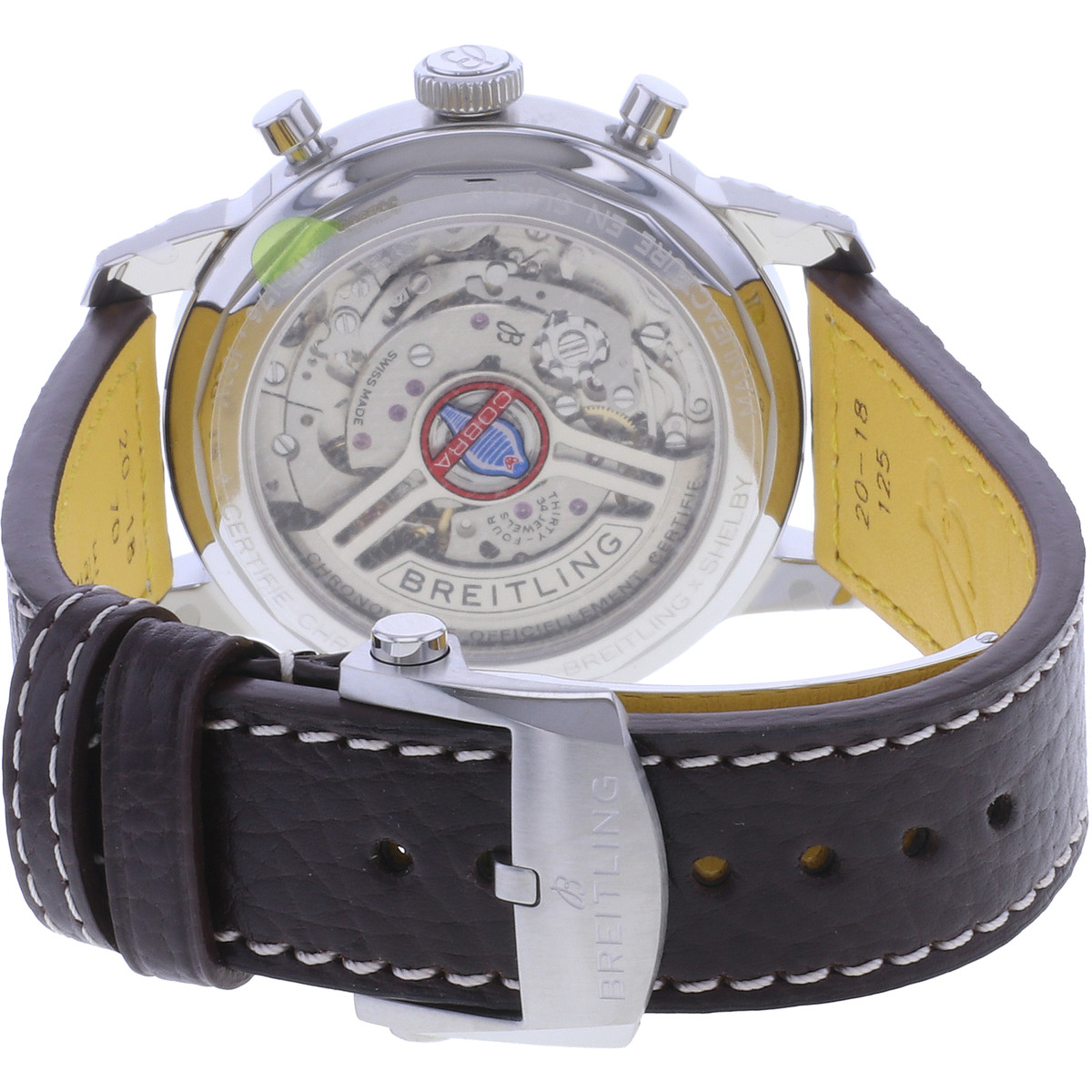 Montre d'occasion BREITLING Top Time Limited Edition Shelby Cobra homme mouvement automatique certifié (cosc) bracelet cuir d'origine - vue 3