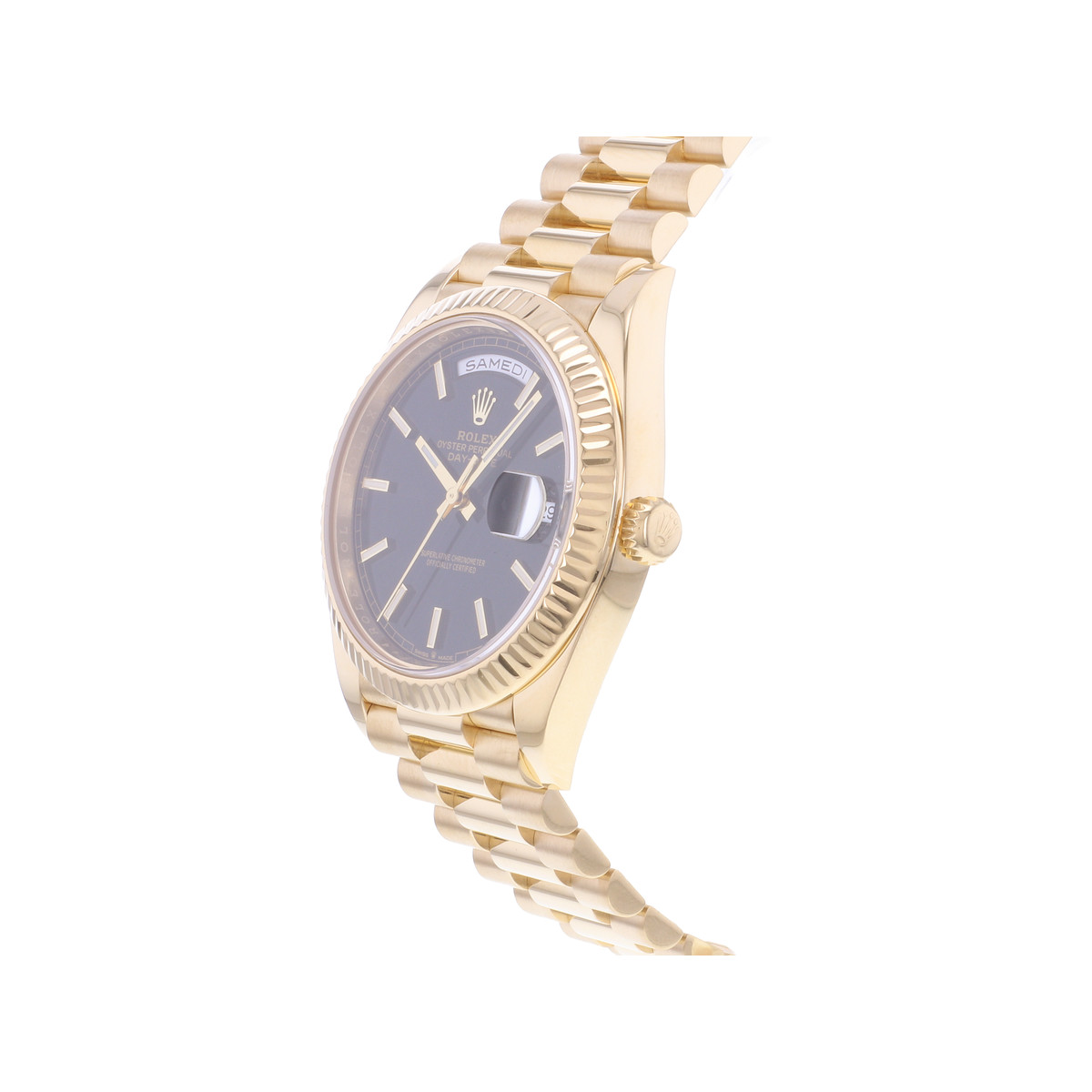 Montre d'occasion ROLEX Day-Date Or jaune homme mouvement automatique certifié (cosc) bracelet or jaune 750/000 - vue D2