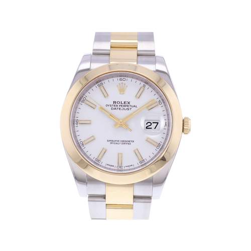 Montre d'occasion ROLEX DateJust 41 homme mouvement automatique certifié (cosc) bracelet or jaune 750/000 et acier