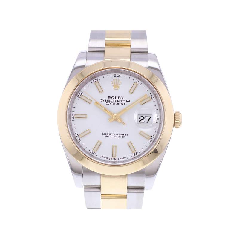 Montre d'occasion ROLEX DateJust 41 homme mouvement automatique certifié (cosc) bracelet or jaune 750/000 et acier - vue 1
