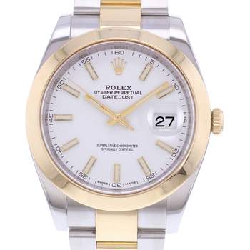 Montre d'occasion ROLEX DateJust 41 homme mouvement automatique certifié (cosc) bracelet or jaune 750/000 et acier